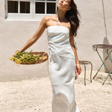 Hidden Oasis Linen Maxi Skirt White