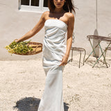 Hidden Oasis Linen Maxi Skirt White