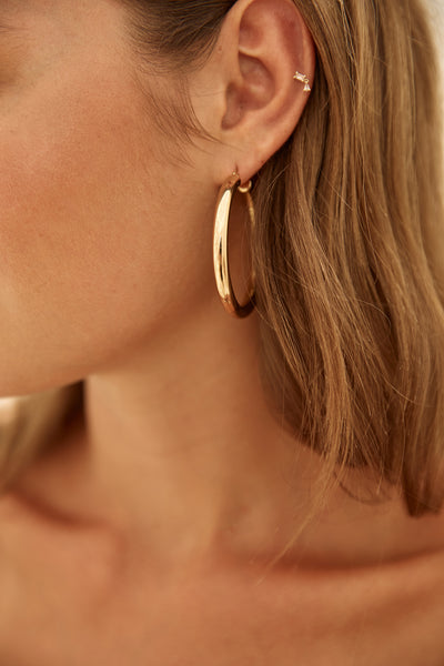 18K Gold Plated Sleekest Hoop Earrings Gold