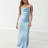 Ariella Satin Maxi Dress Blue