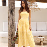 Sunflower Fields Strapless Midi Dress Yellow