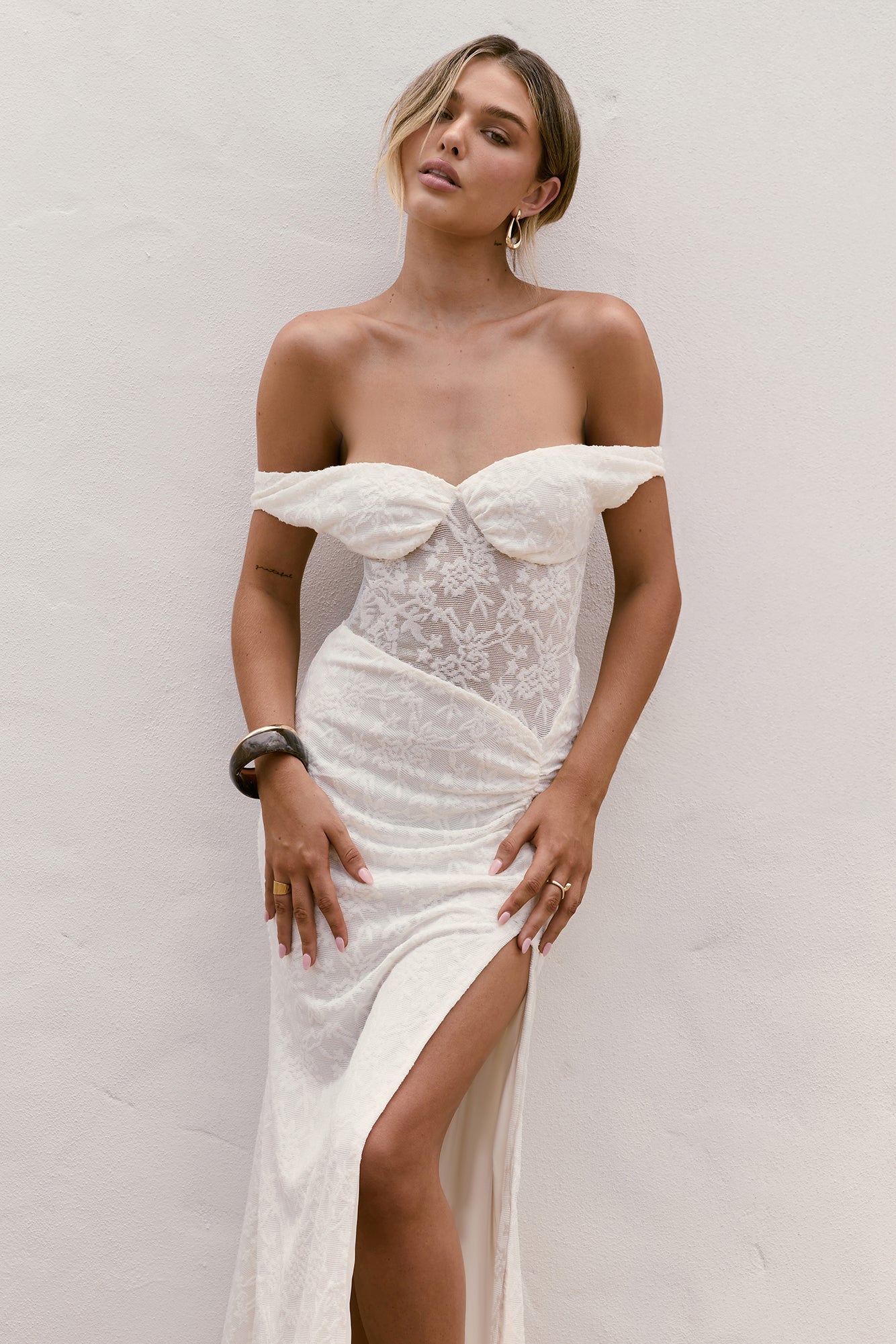 Soft Smiles Off Shoulder Lace Maxi Dress White Soft Smiles Off Shoulder Lace Maxi Dress White