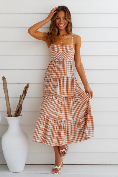 Picnic Till Sundown Maxi Dress Brown