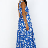 Flowers Bloom Maxi Dress Blue