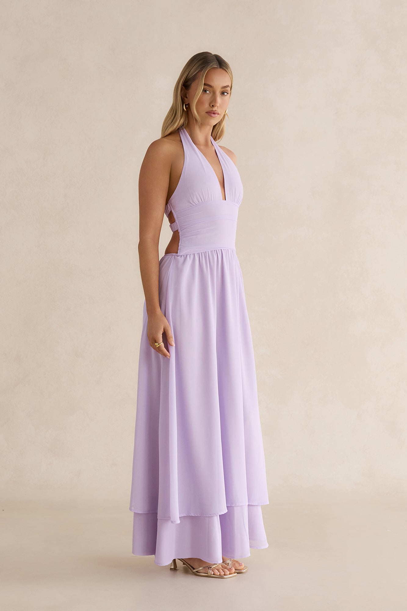 Sorbet Soiree Halter Maxi Dress Lilac