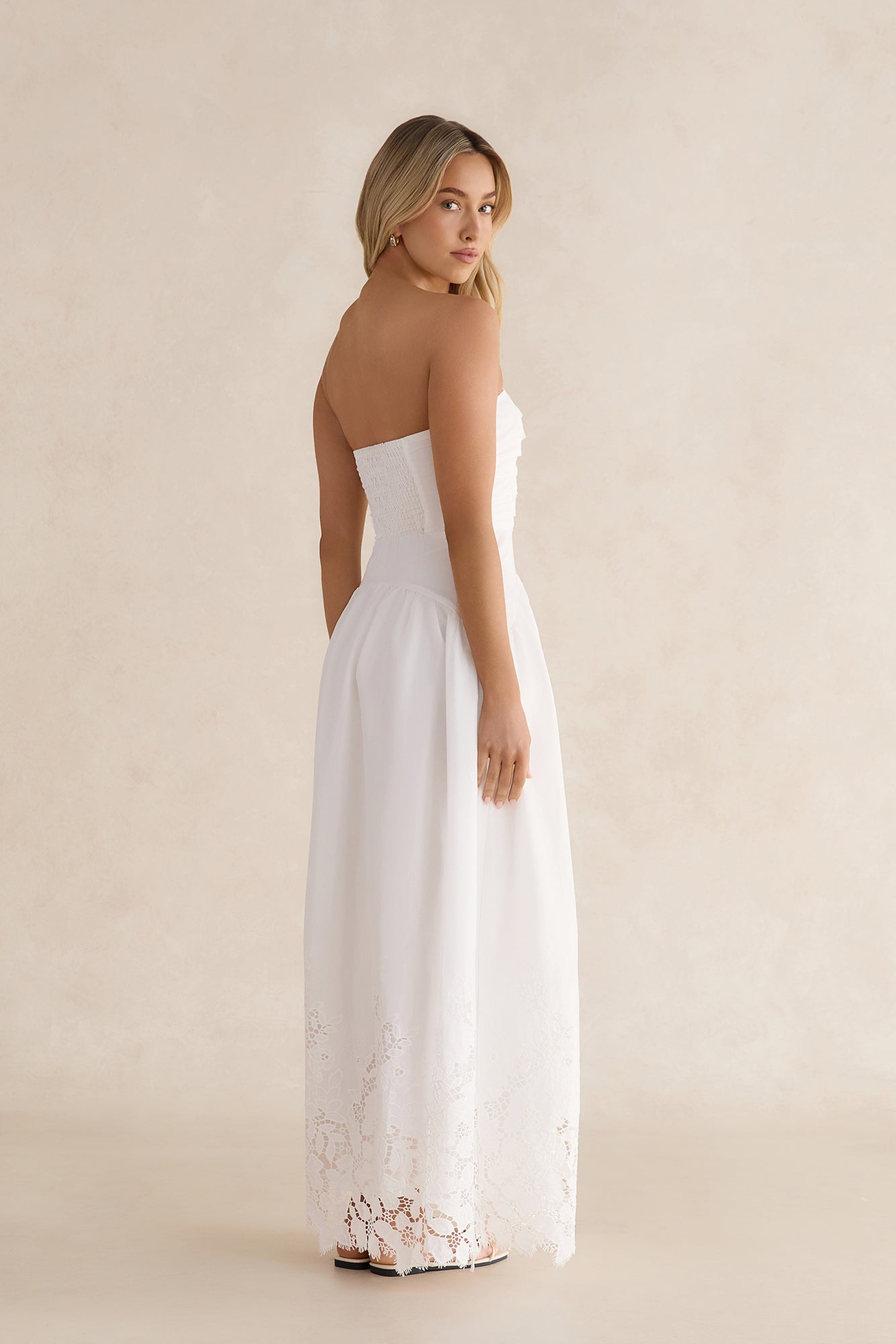 Delicate Dreams Strapless Maxi Dress White