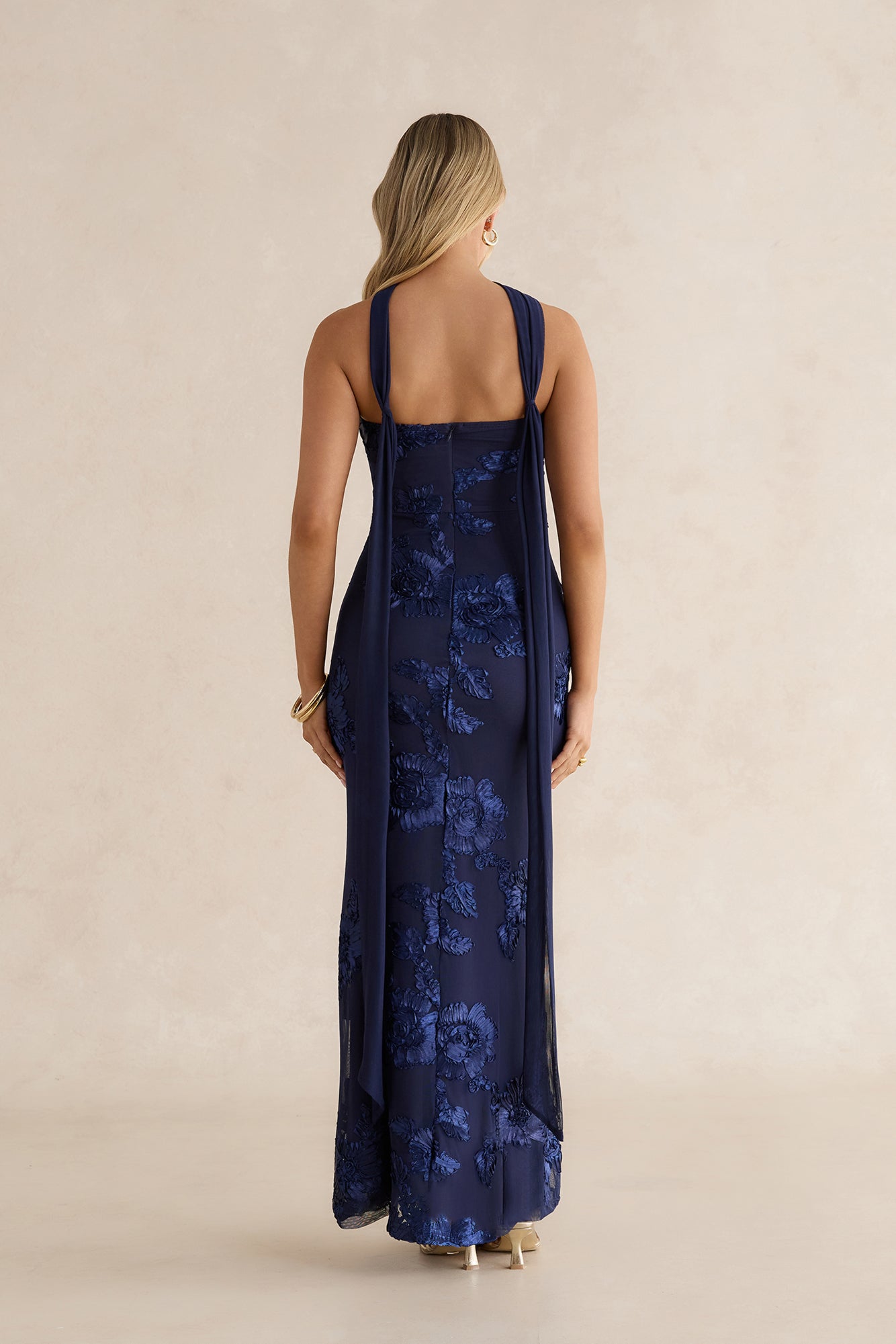 Midnight Blossom Maxi Dress Navy
