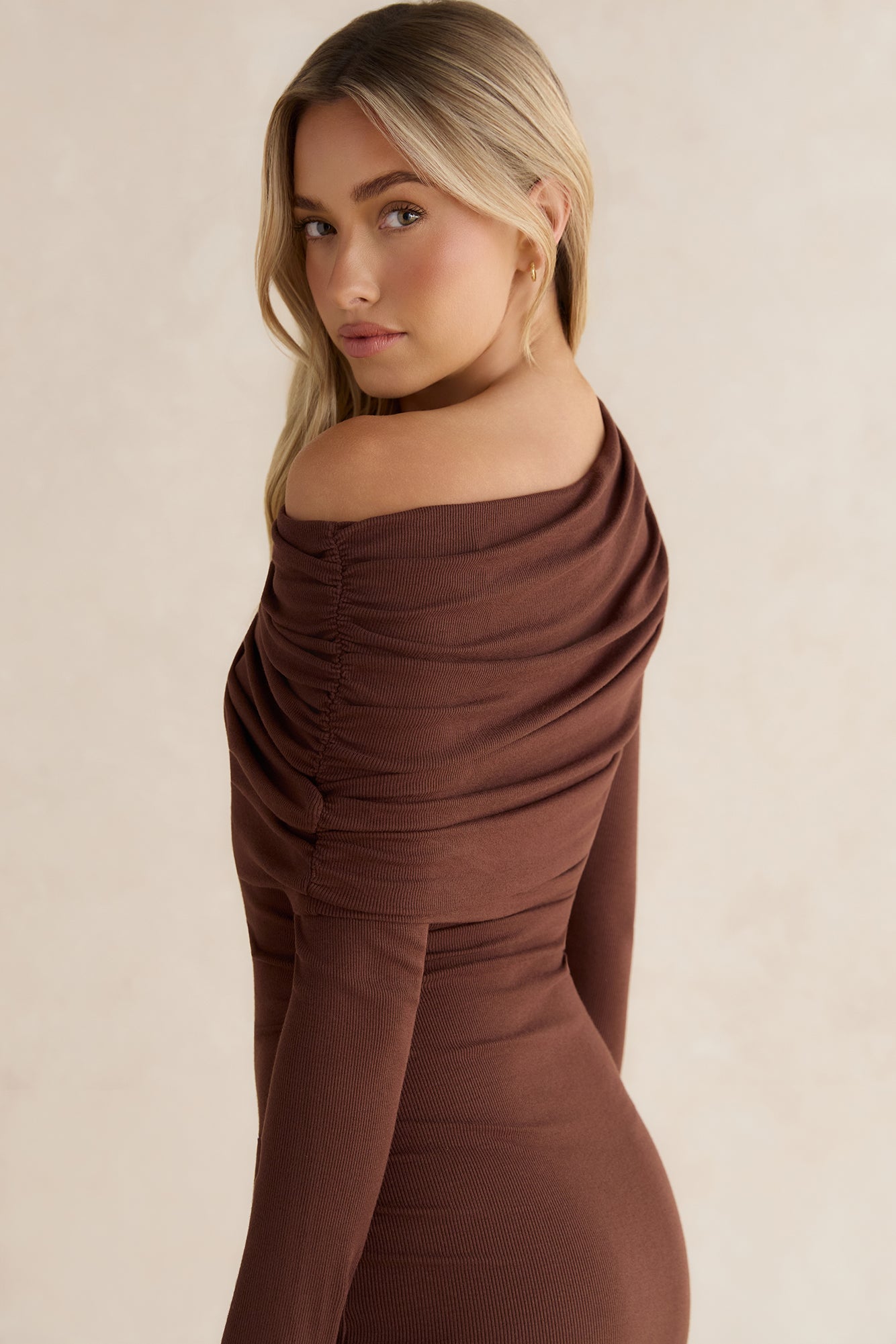 Reena Ribbed Mini Dress Brown