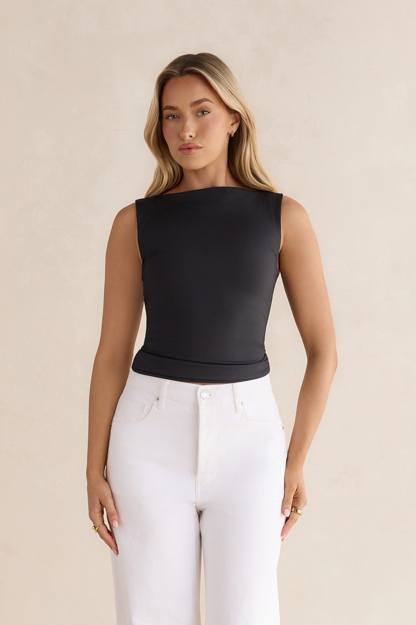 BASE Contour Boatneck Top Black