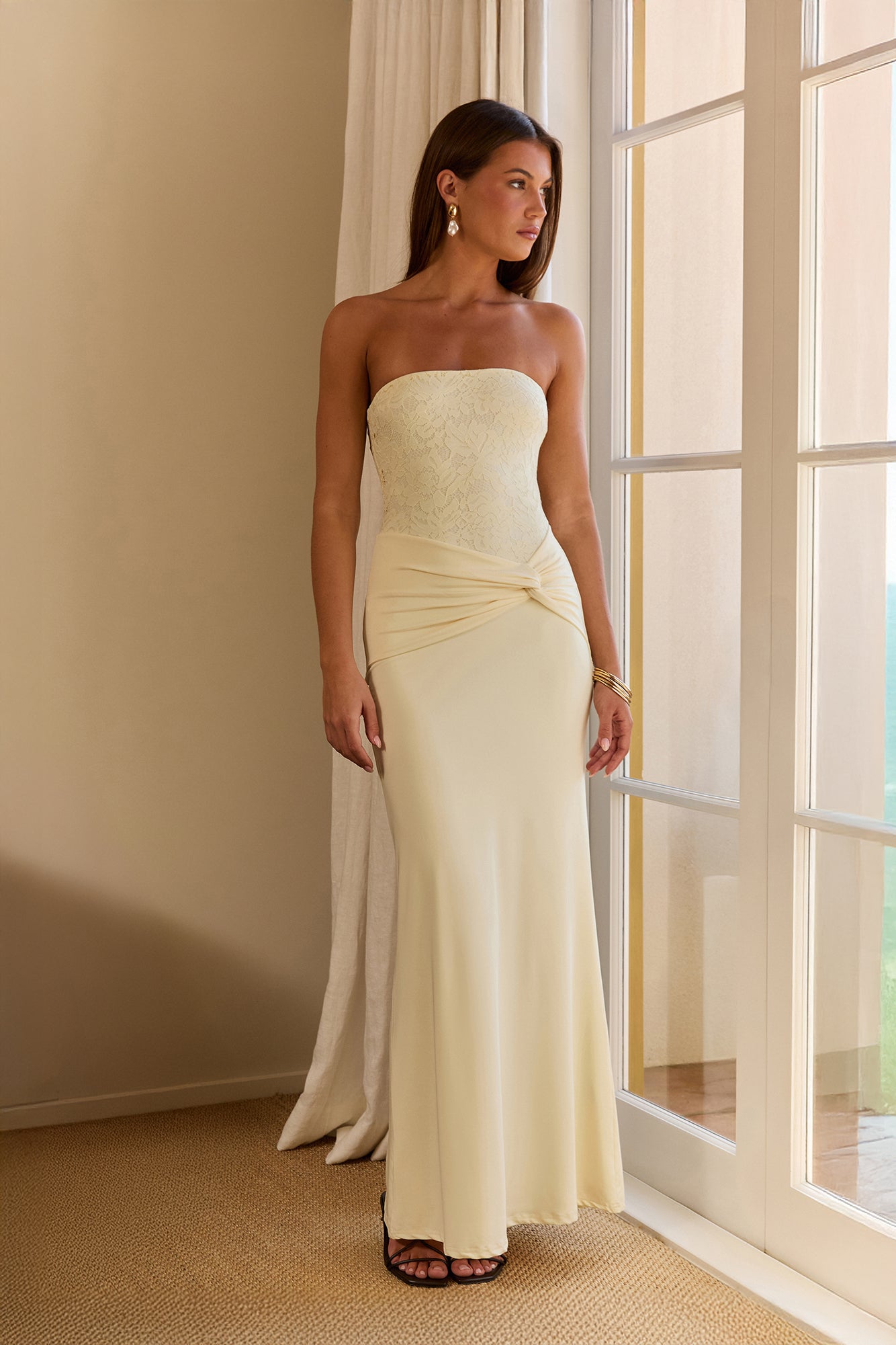 Daydream Diary Strapless Maxi Dress Butter Yellow