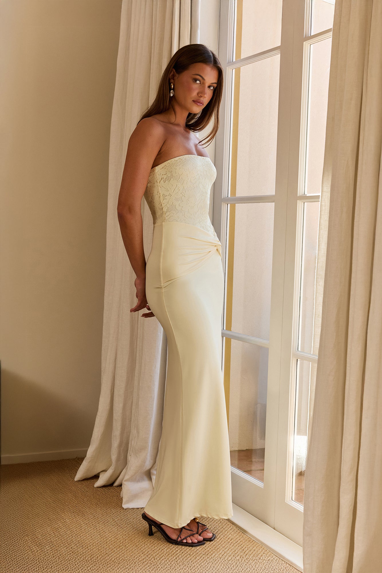 Daydream Diary Strapless Maxi Dress Butter Yellow