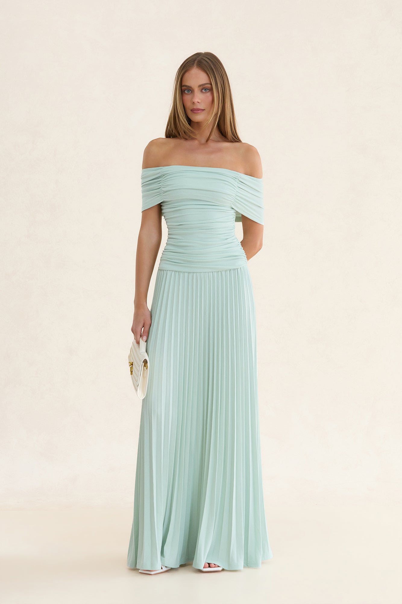 Wishes In The Wind Off Shoulder Maxi Dress Sage