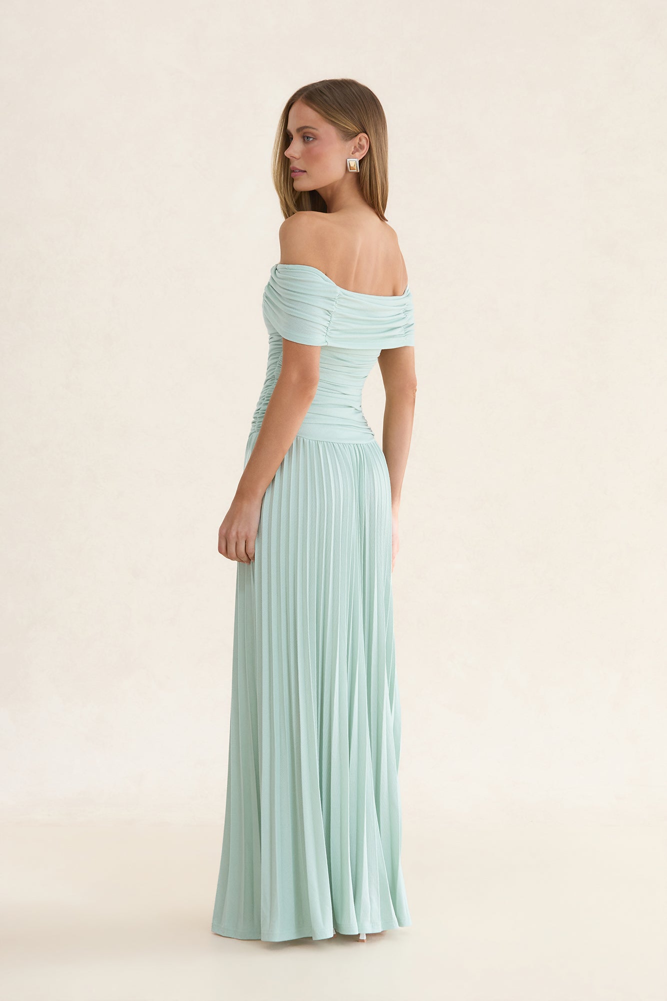 Wishes In The Wind Off Shoulder Maxi Dress Sage