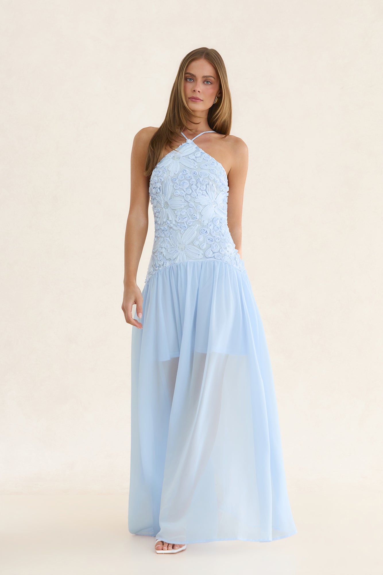 Marisol Drop-Waist Maxi Dress Blue