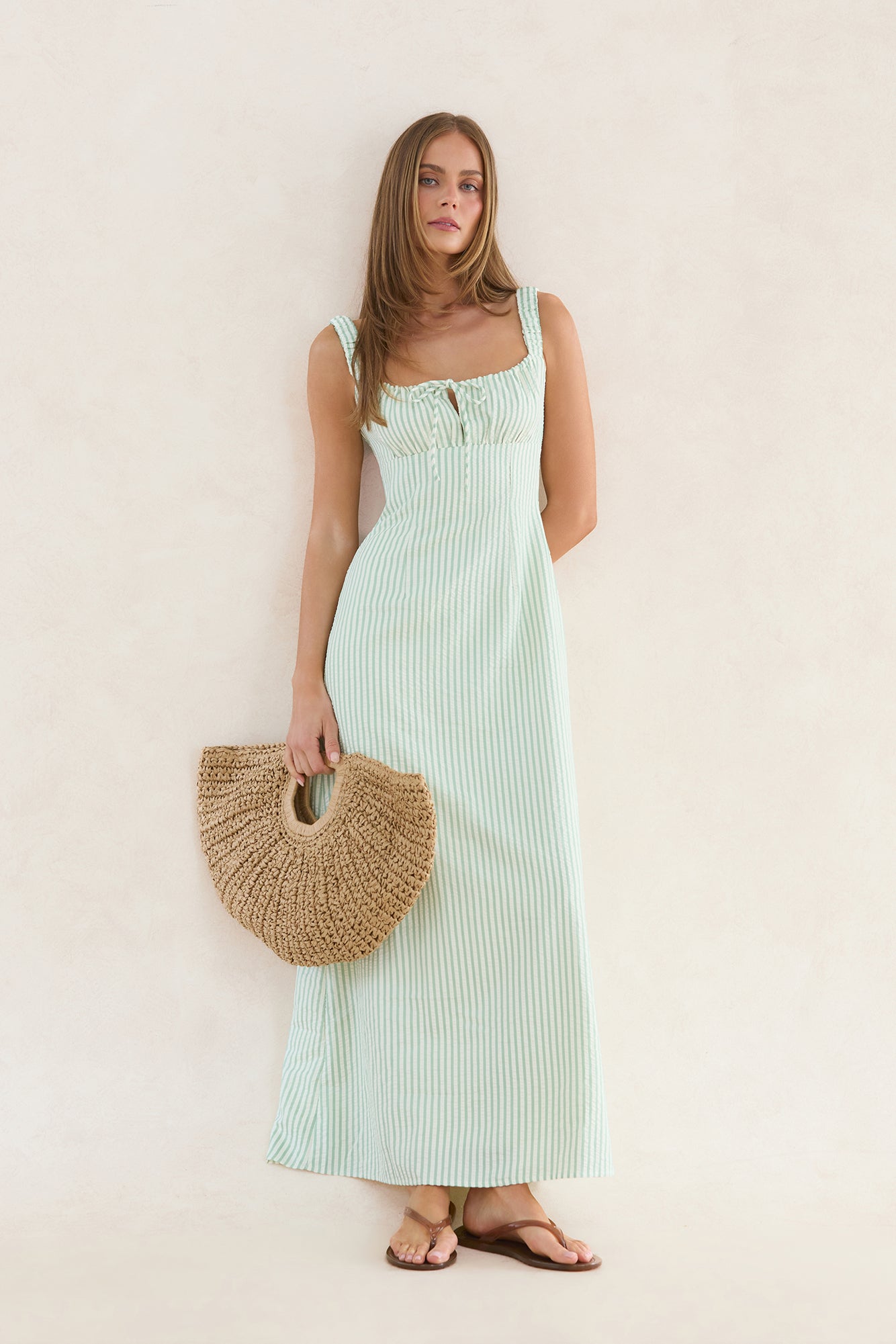 Paloma Maxi Dress Sage Stripe