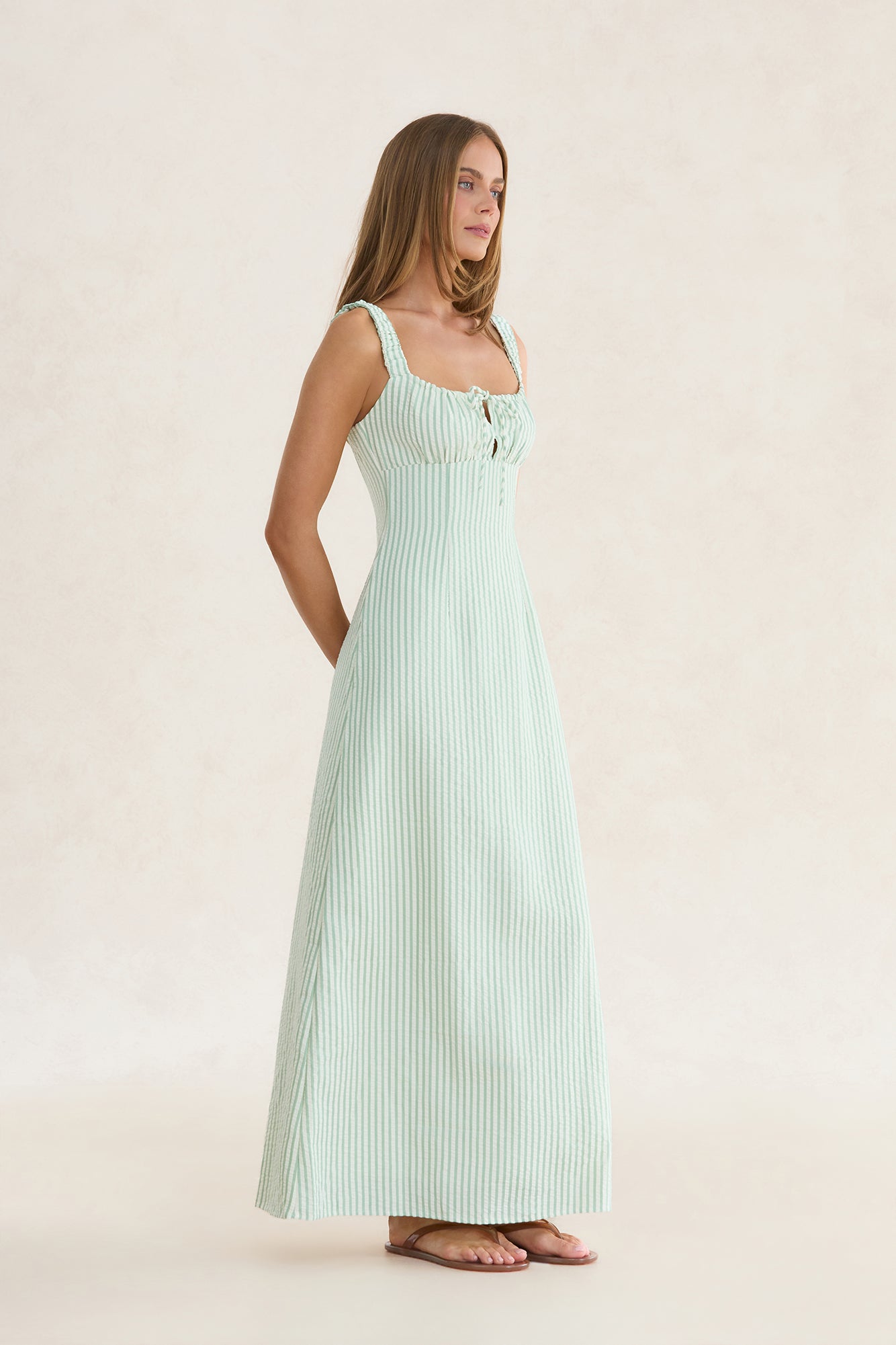 Paloma Maxi Dress Sage Stripe