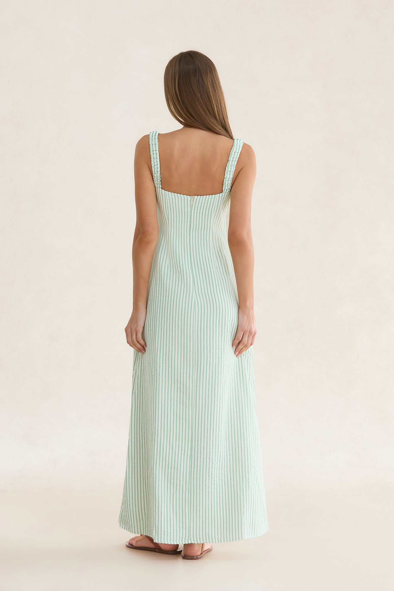 Paloma Maxi Dress Sage Stripe