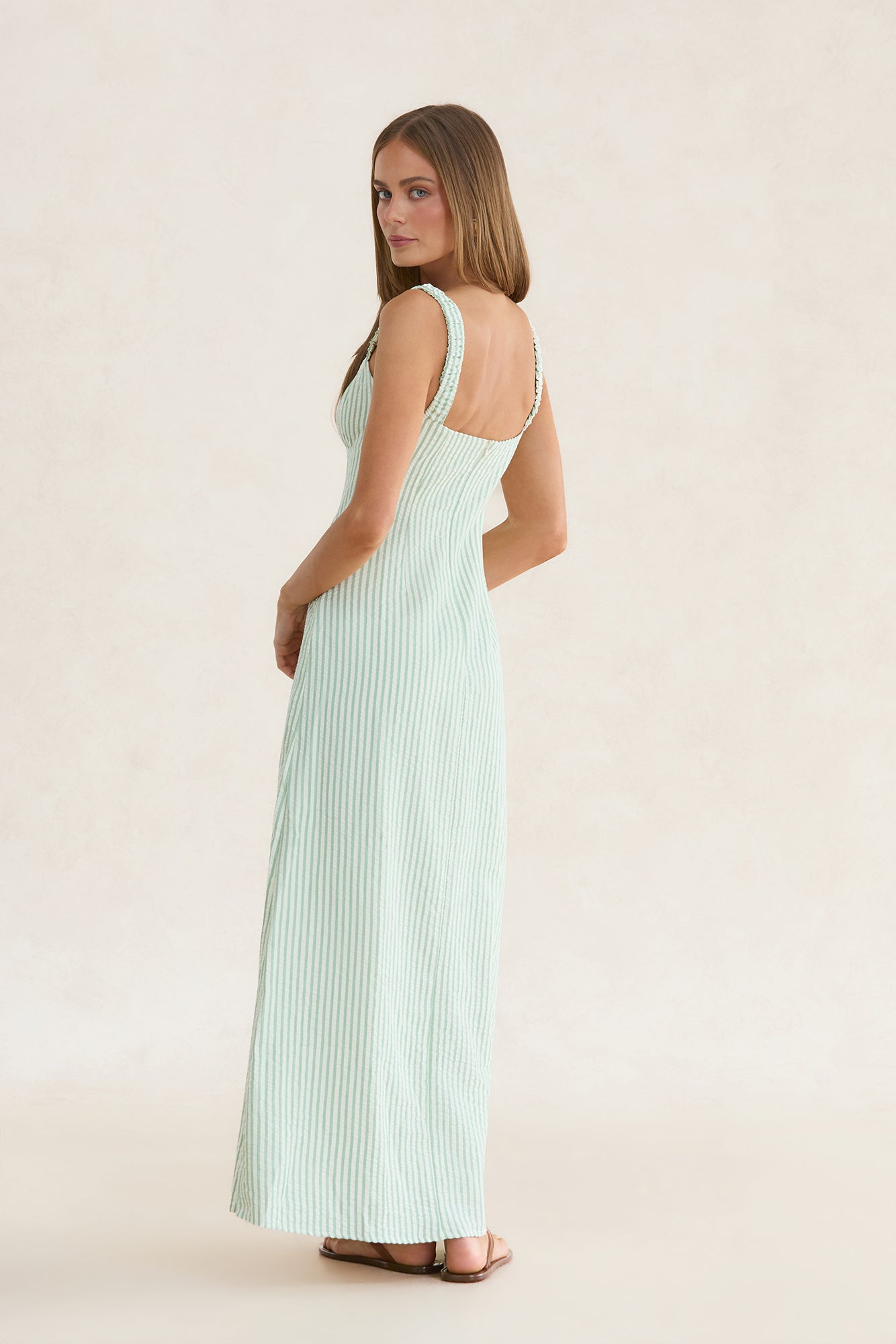 Paloma Maxi Dress Sage Stripe