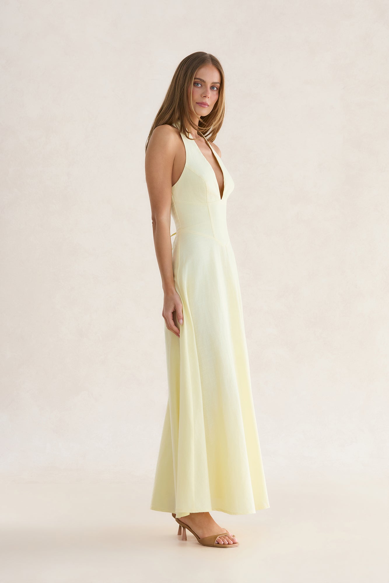 Whisper Of You Halter Maxi Dress Yellow