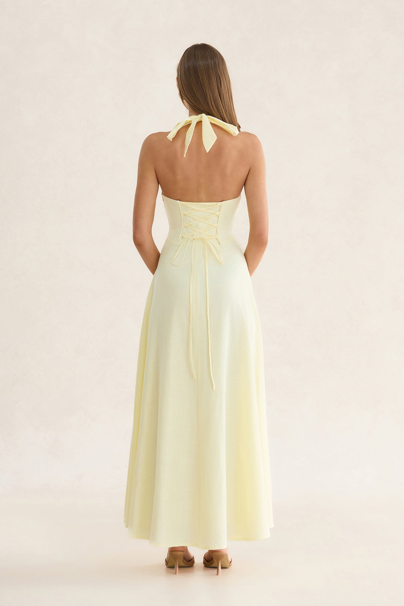 Whisper Of You Halter Maxi Dress Yellow