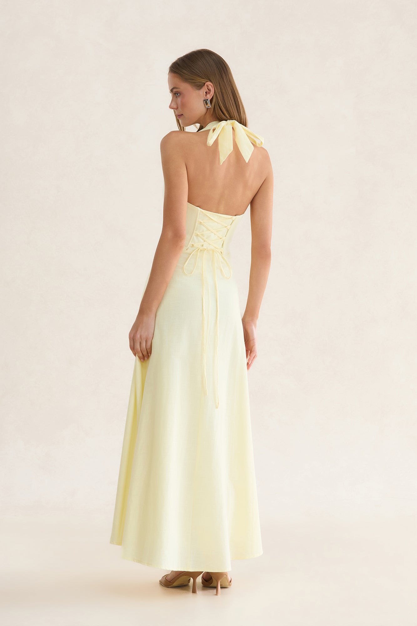 Whisper Of You Halter Maxi Dress Yellow