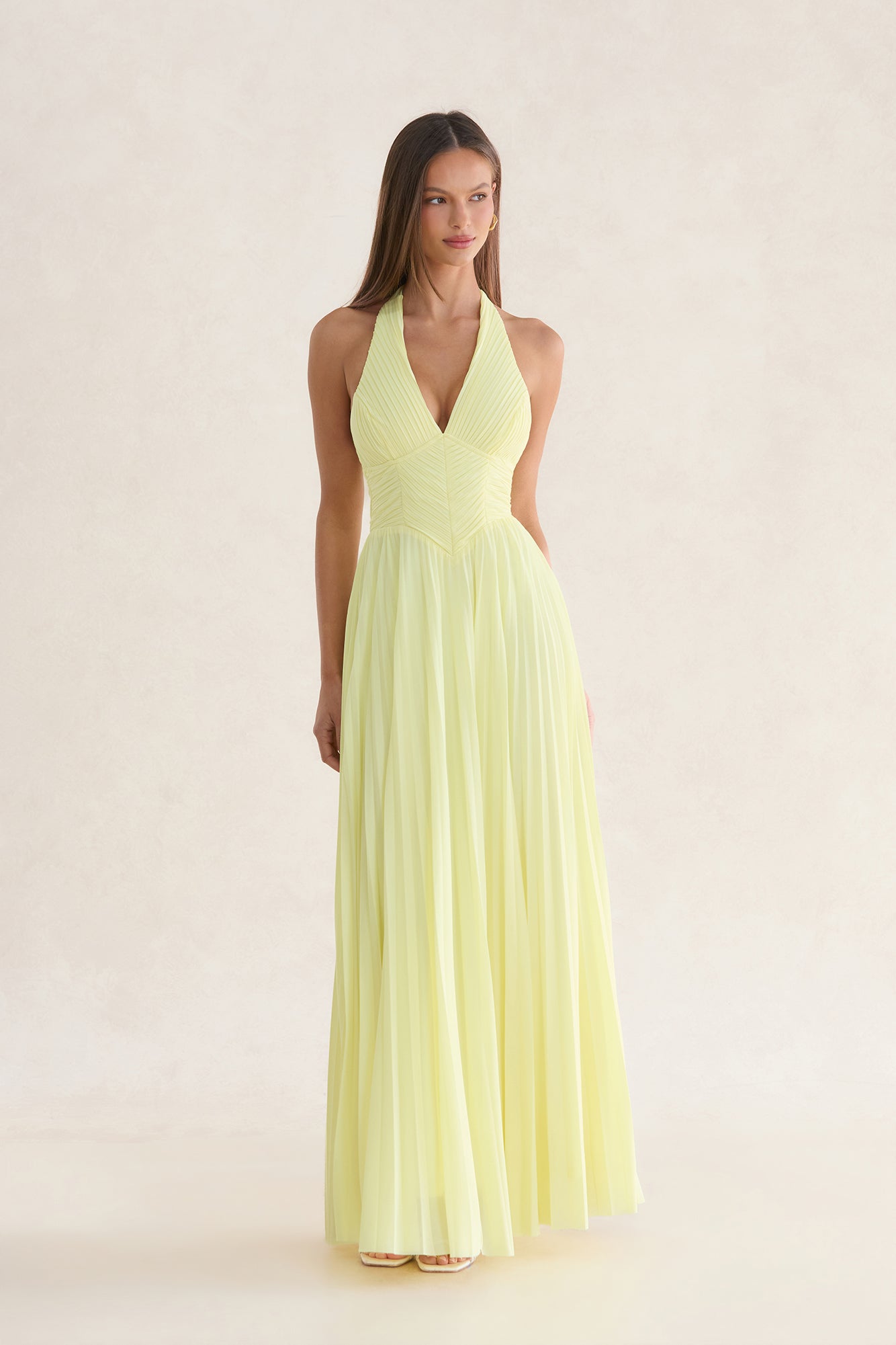 Morning Mist Halter Maxi Dress Yellow