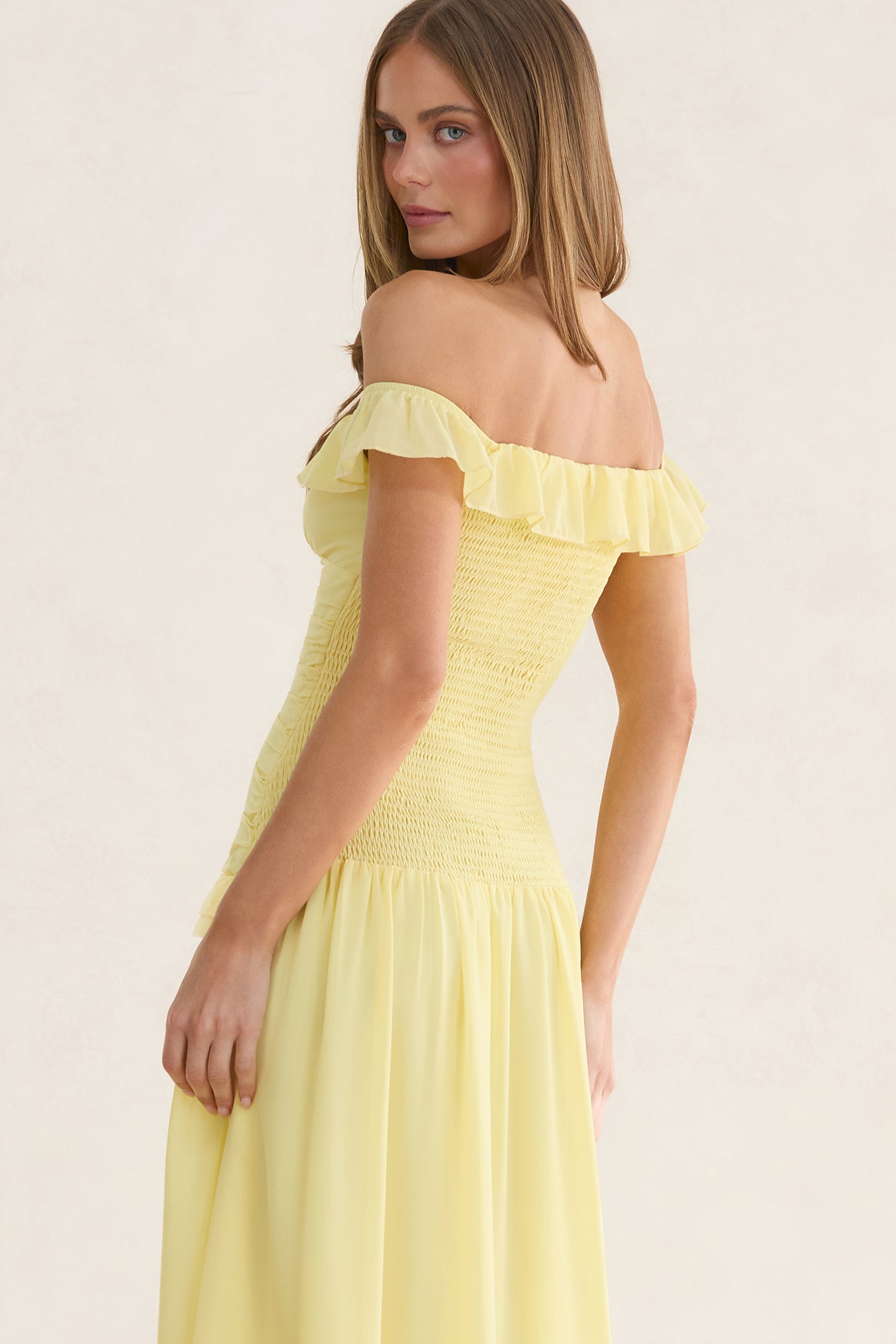 Solene Off-Shoulder Maxi Dress Yellow