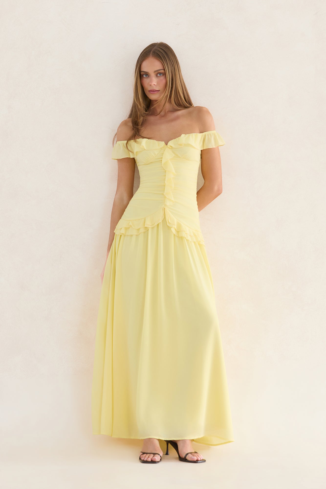 Solene Off-Shoulder Maxi Dress Yellow