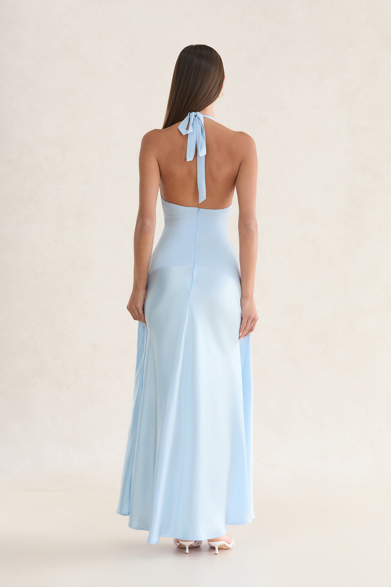 Gisella Satin Halter Maxi Dress Blue