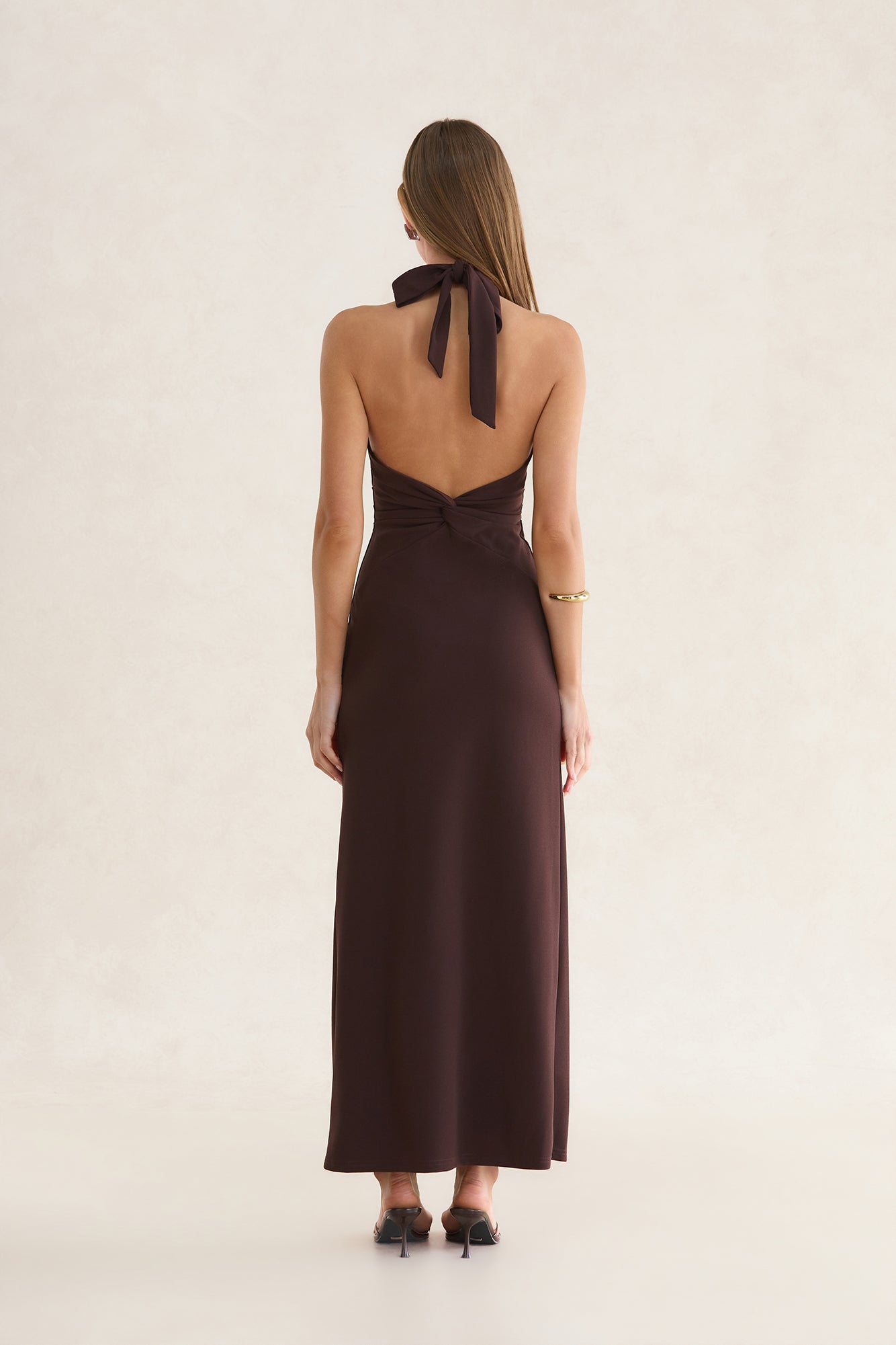 Amara Halter Maxi Dress Chocolate