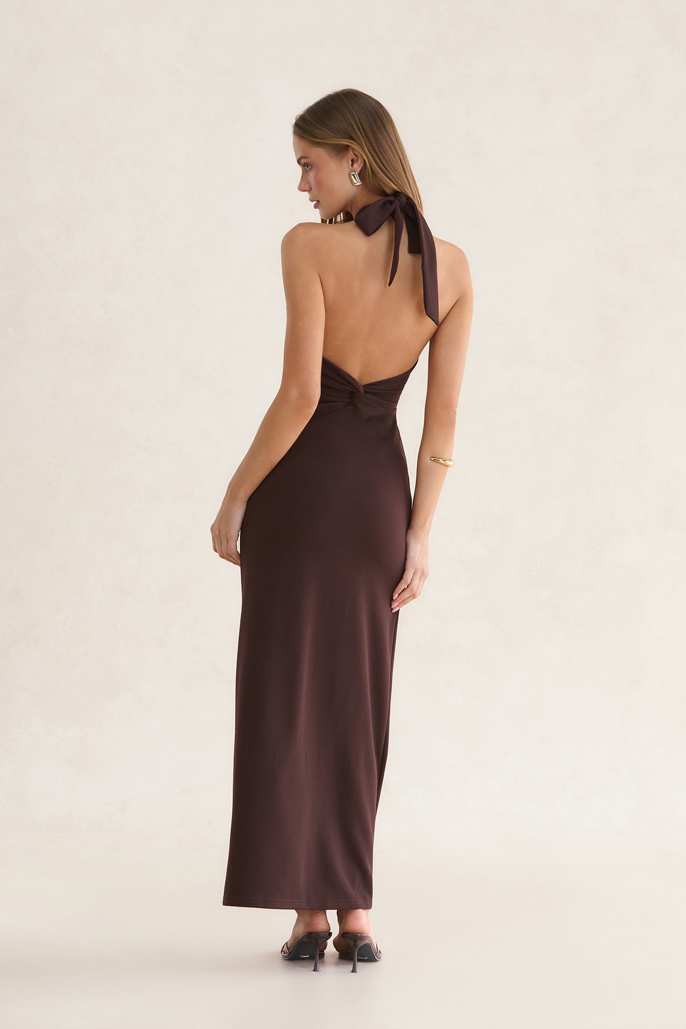 Amara Halter Maxi Dress Chocolate