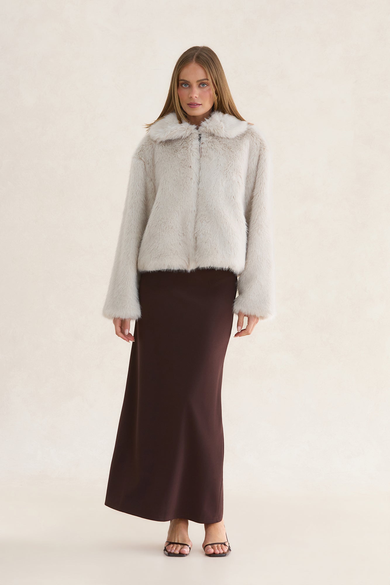 Winter Solstice Faux Fur Jacket Cream