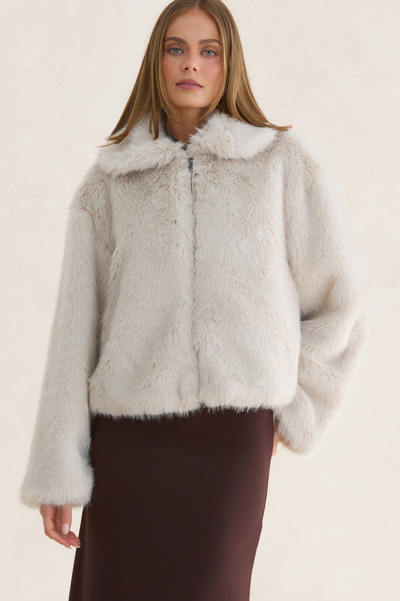 Winter Solstice Faux Fur Jacket Cream
