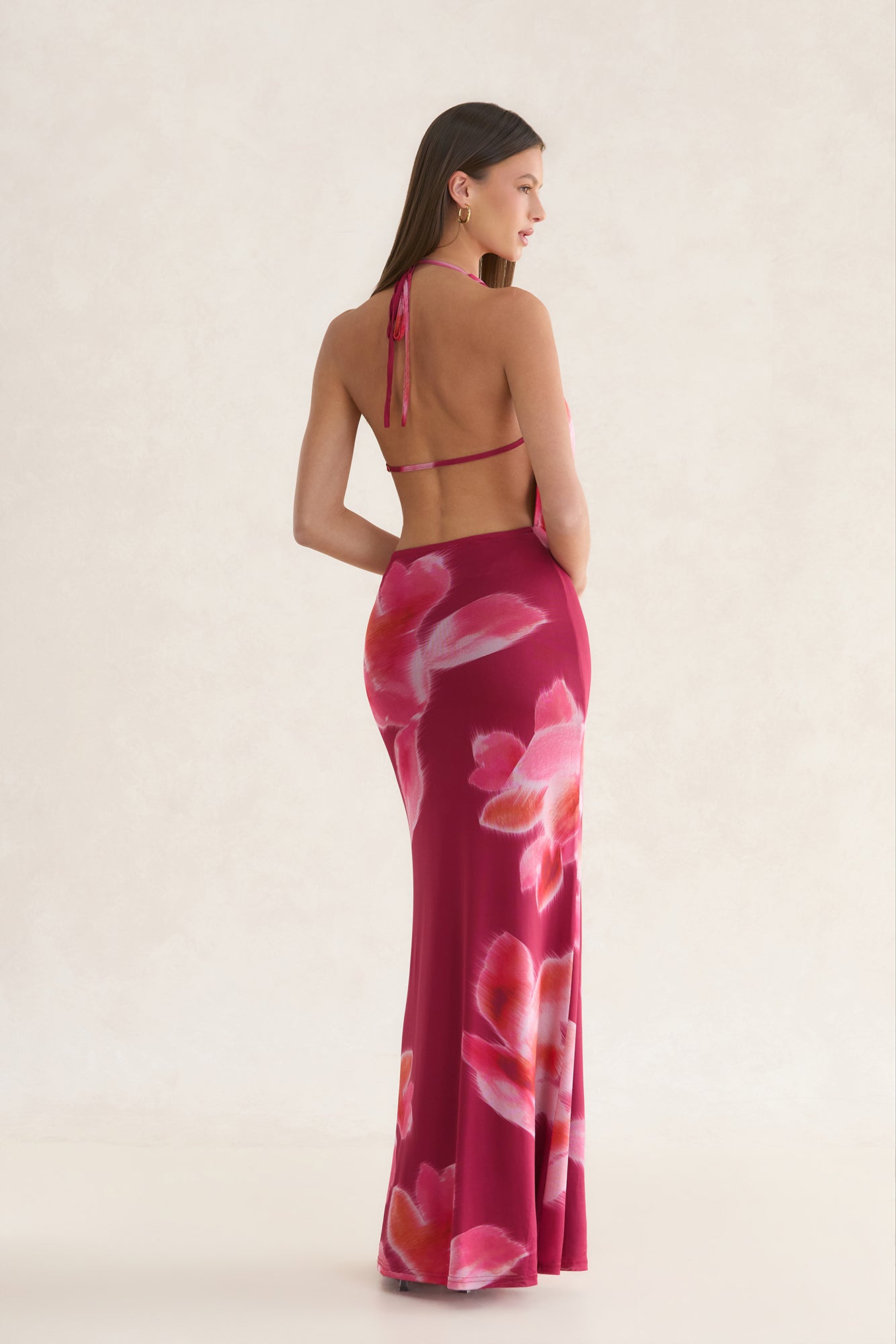 Performance Look Halter Maxi Dress Floral