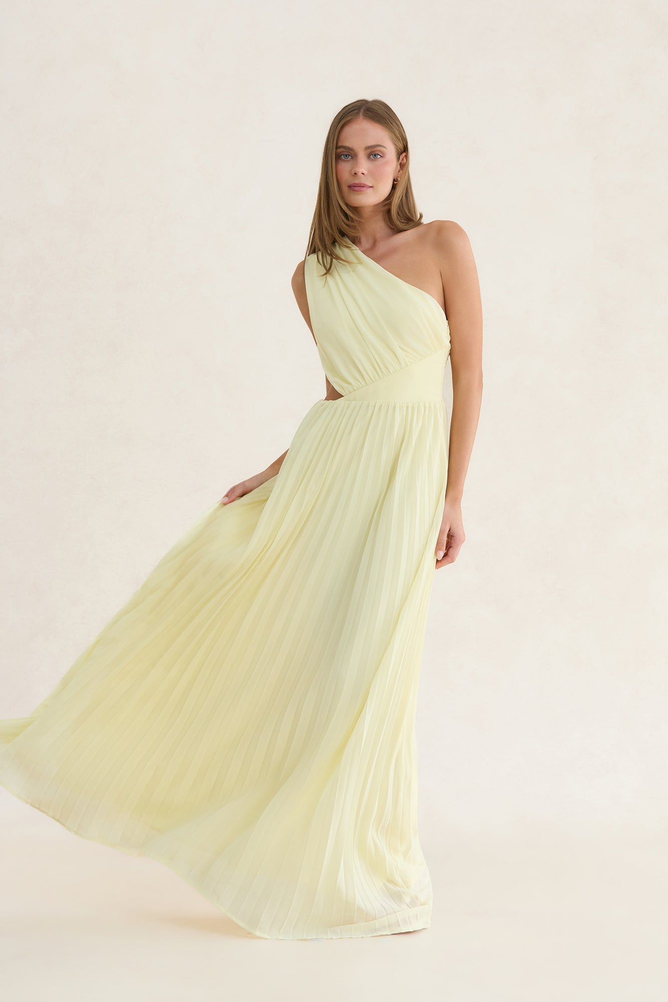 Summer Seduction One Shoulder Maxi Dress Yellow