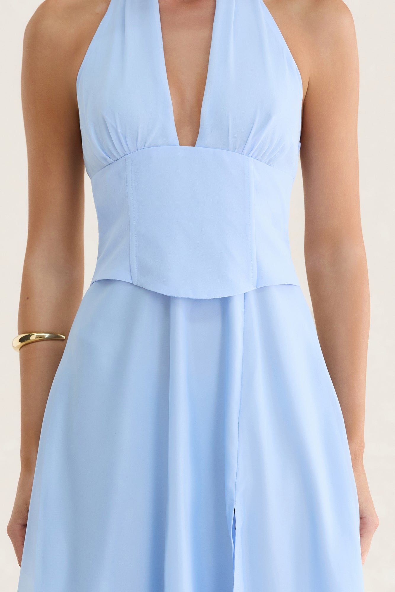 Whispering Horizon Halter Maxi Dress Blue