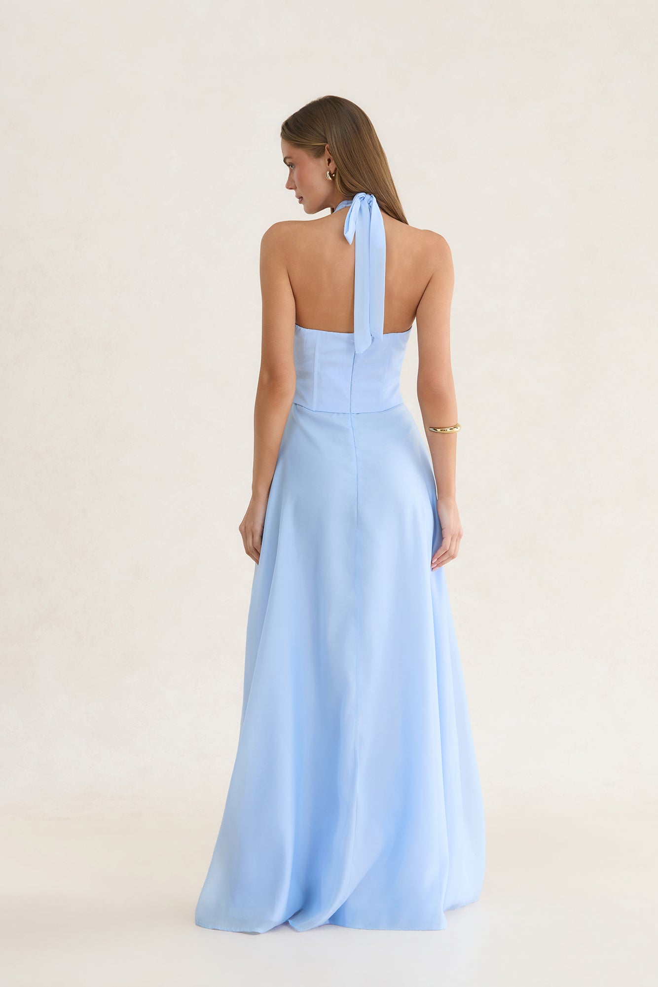 Whispering Horizon Halter Maxi Dress Blue