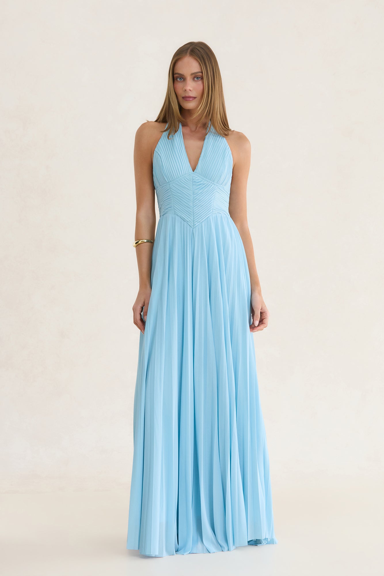 Morning Mist Halter Maxi Dress Blue