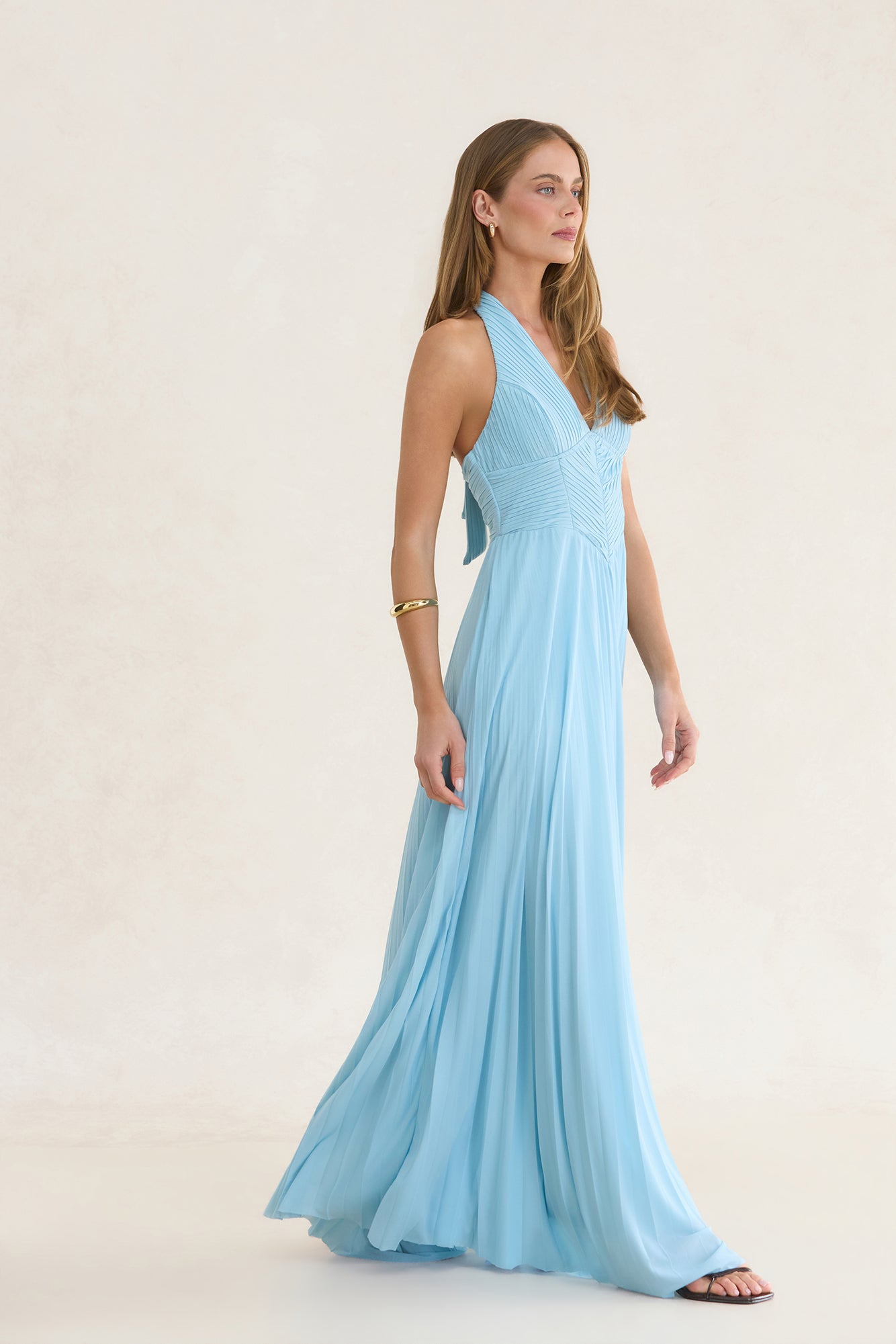 Morning Mist Halter Maxi Dress Blue