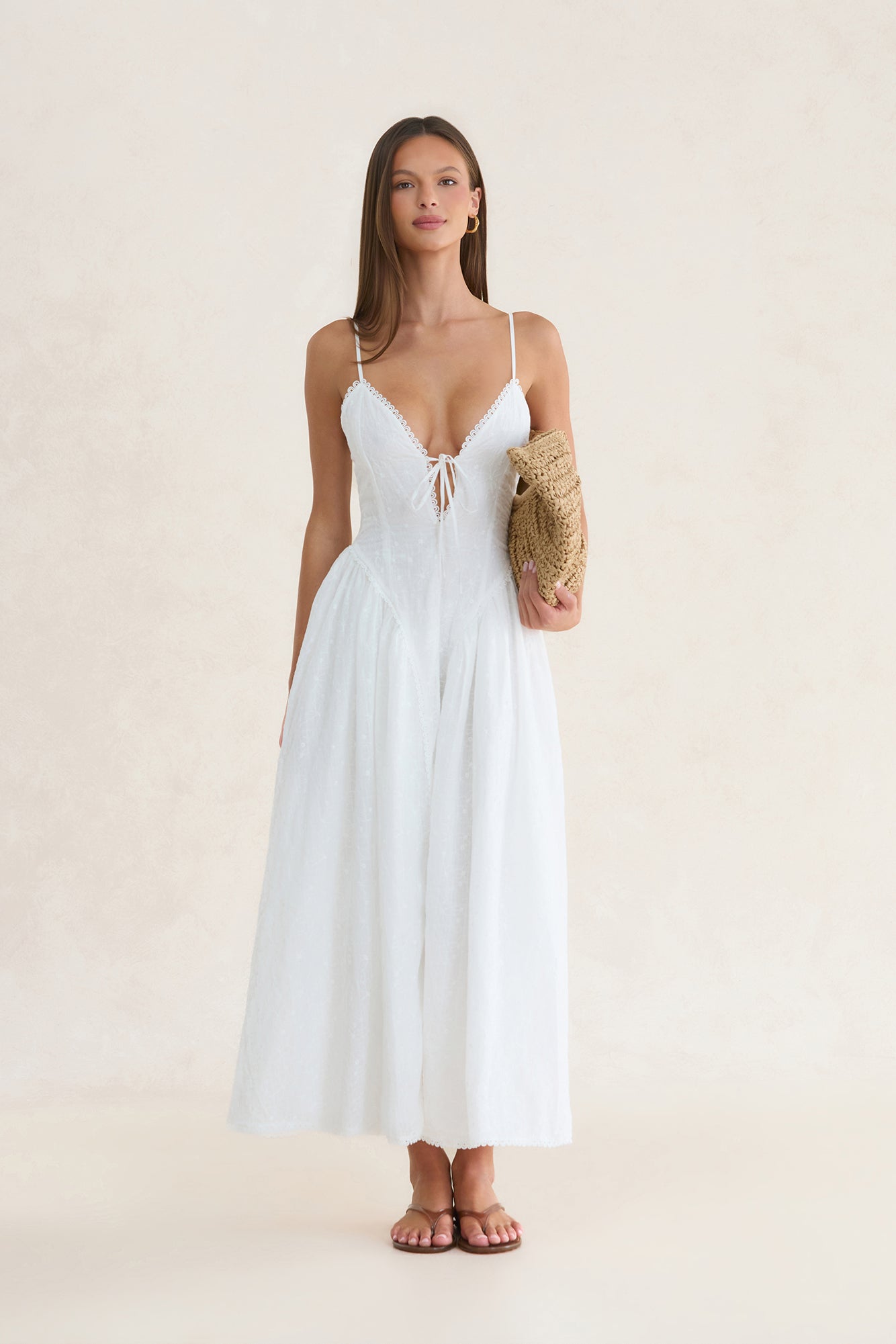 Wild Ivy Embroidered Maxi Dress White