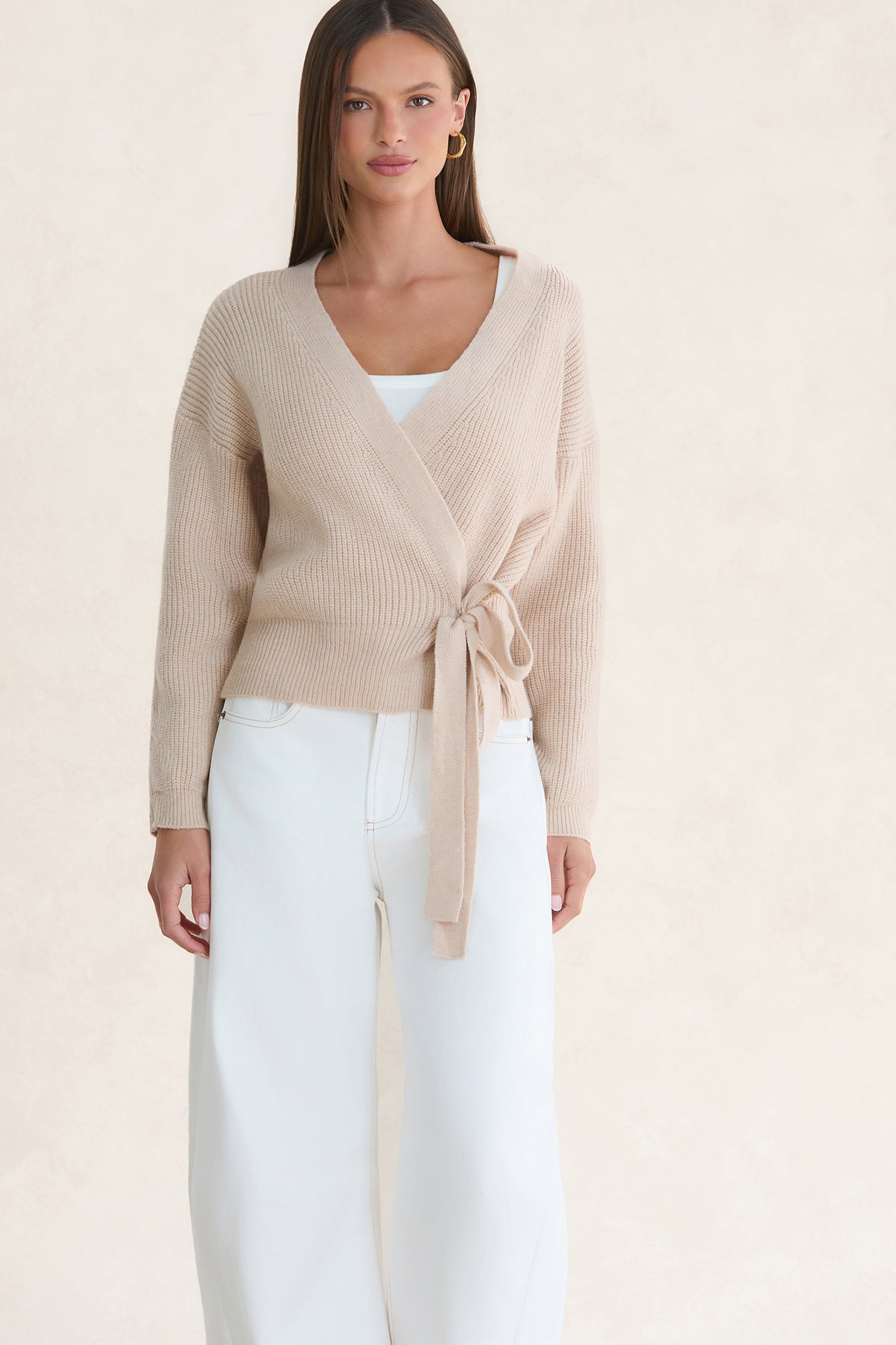 Further From Here Knit Top Beige