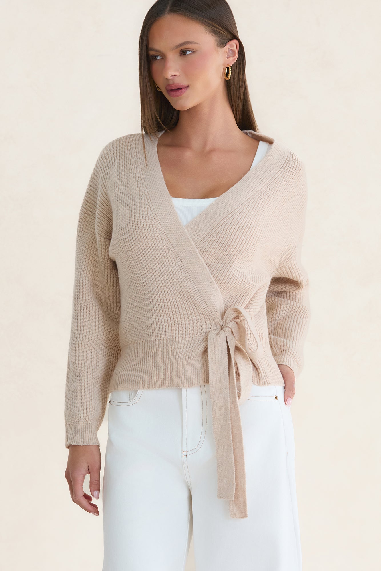 Further From Here Knit Top Beige