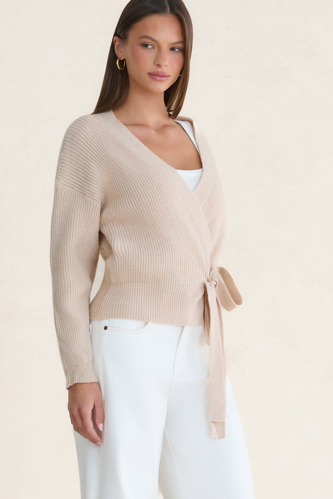 Further From Here Knit Top Beige