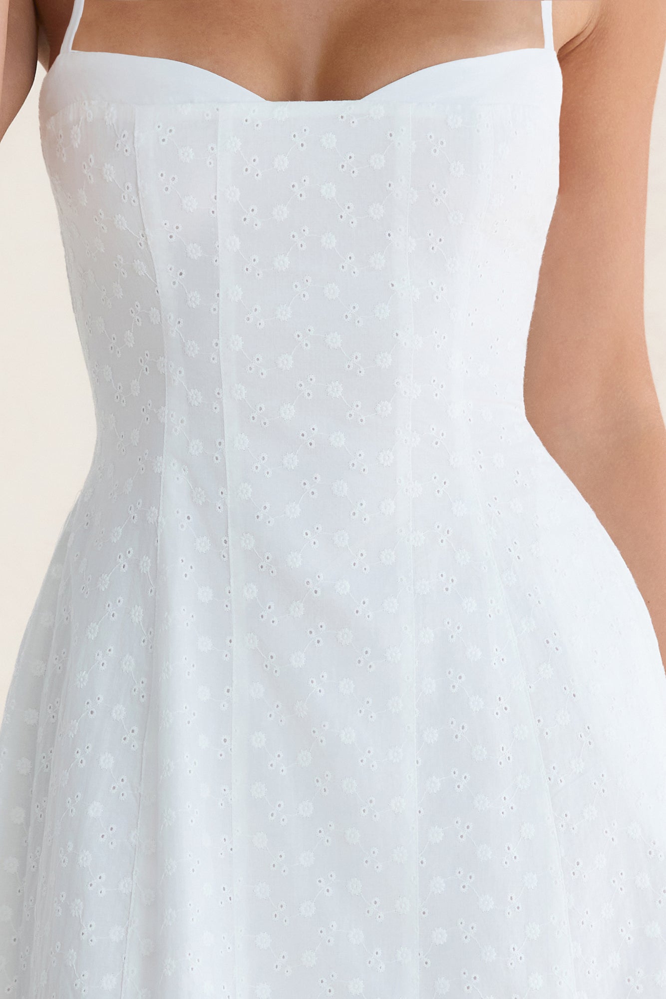 Rhode Island Embroidered Midi Dress White
