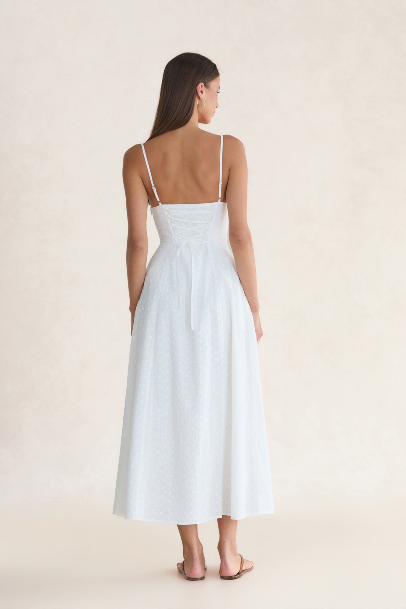 Rhode Island Embroidered Midi Dress White