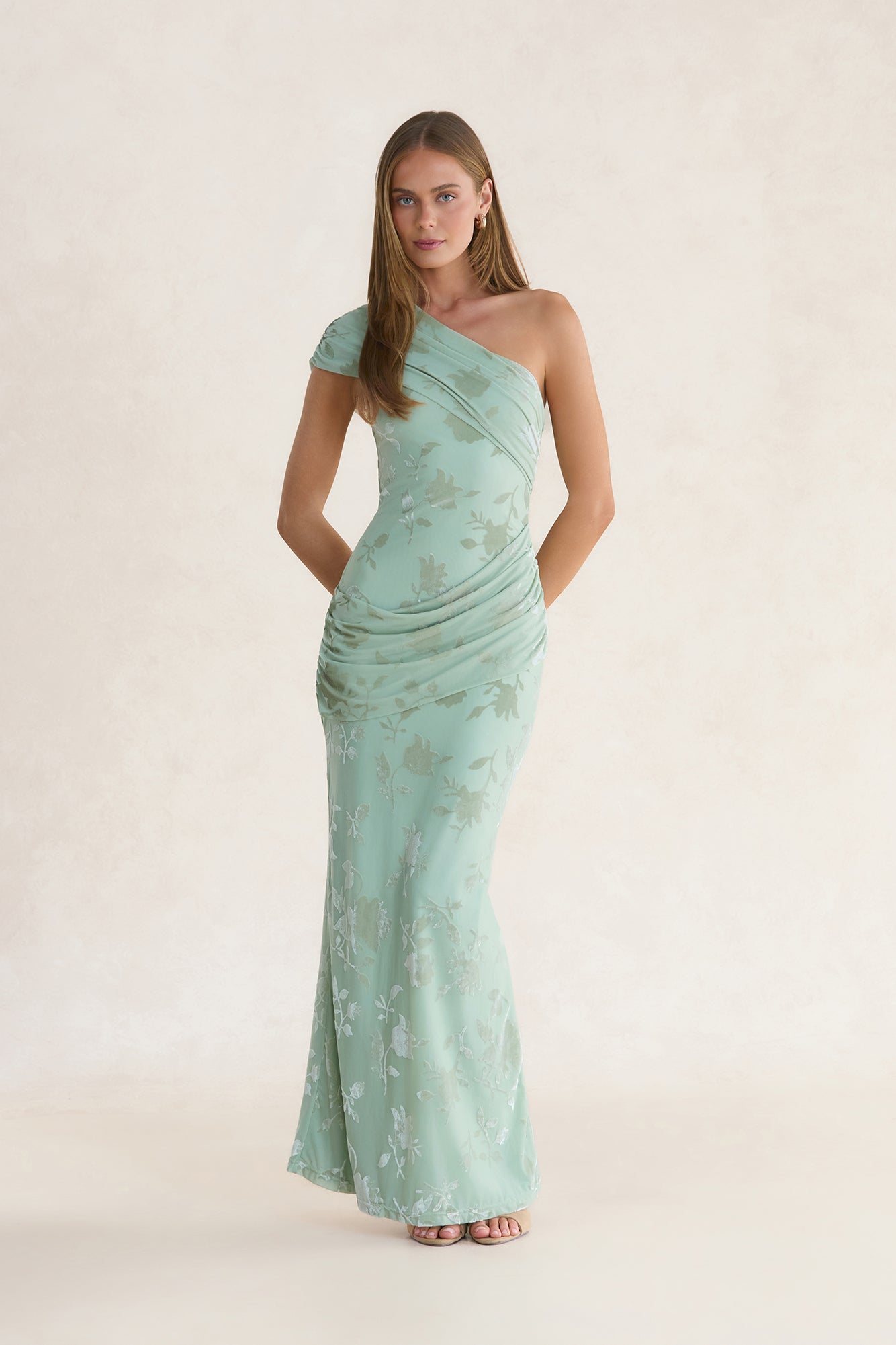 Cosmic Daydreams One Shoulder Maxi Dress Sage