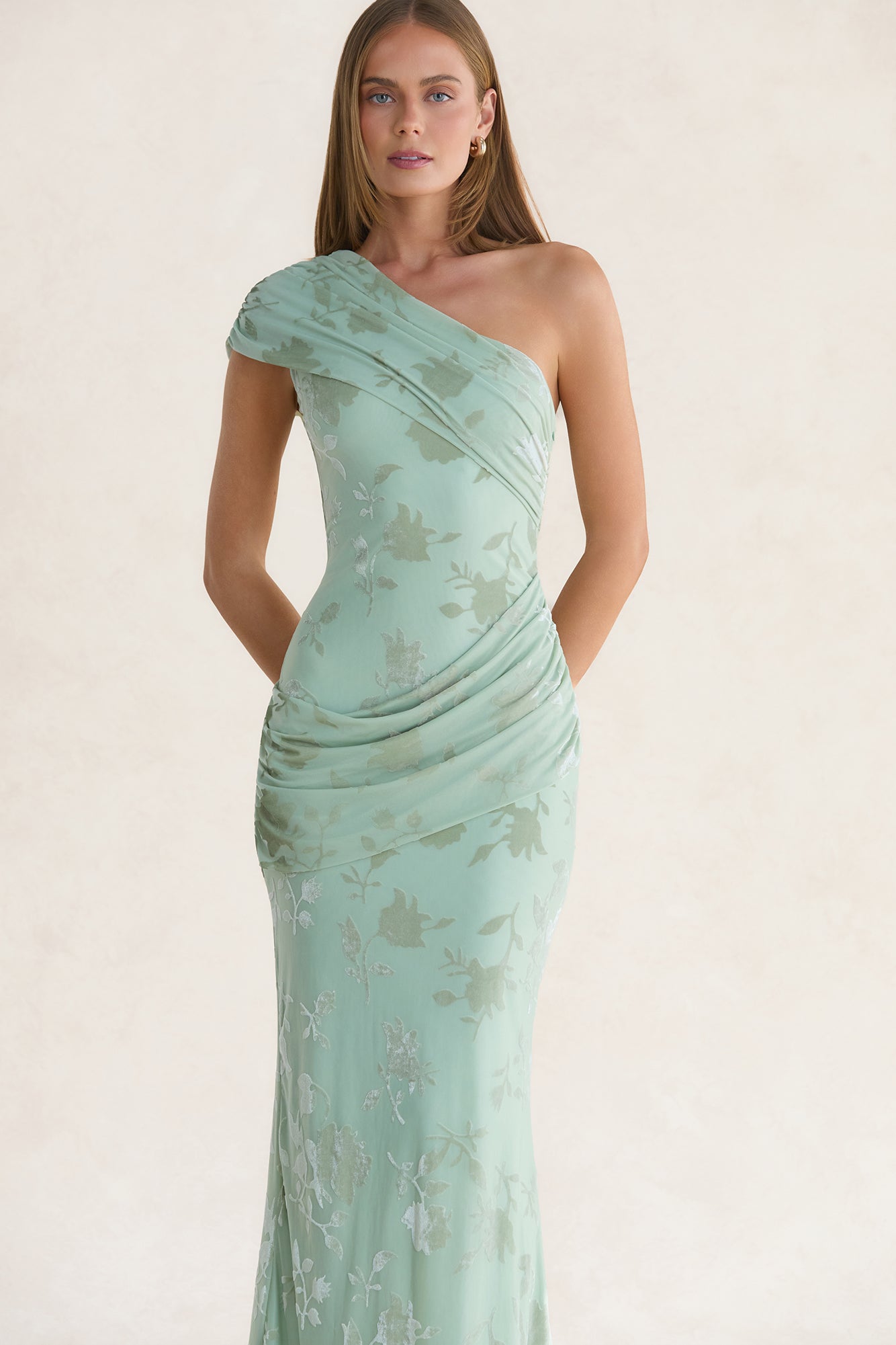 Cosmic Daydreams One Shoulder Maxi Dress Sage