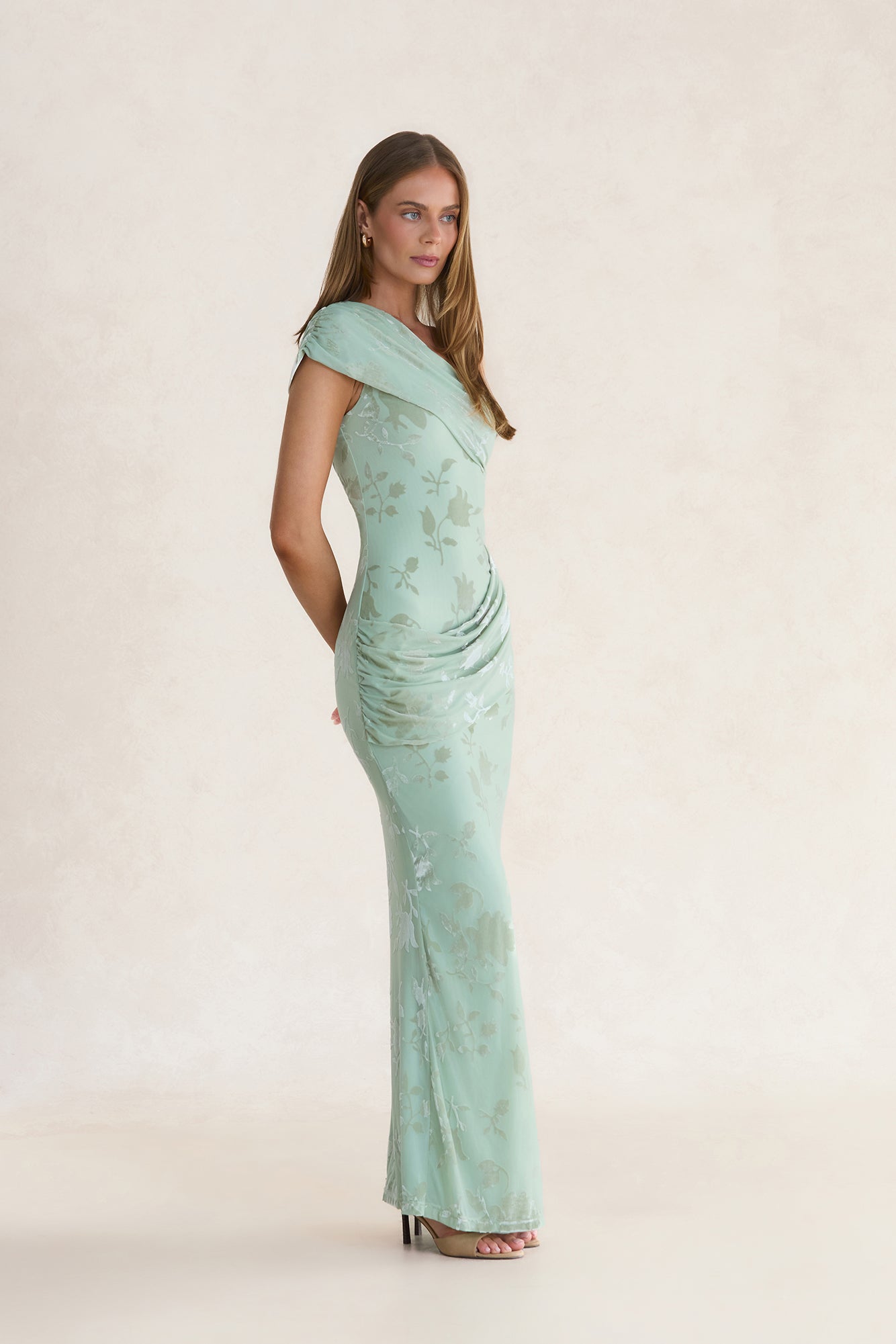 Cosmic Daydreams One Shoulder Maxi Dress Sage