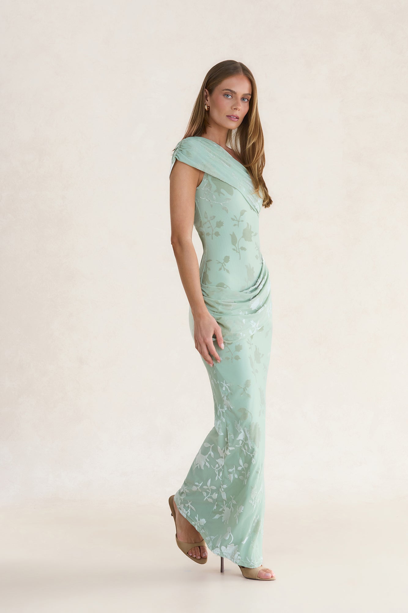 Cosmic Daydreams One Shoulder Maxi Dress Sage