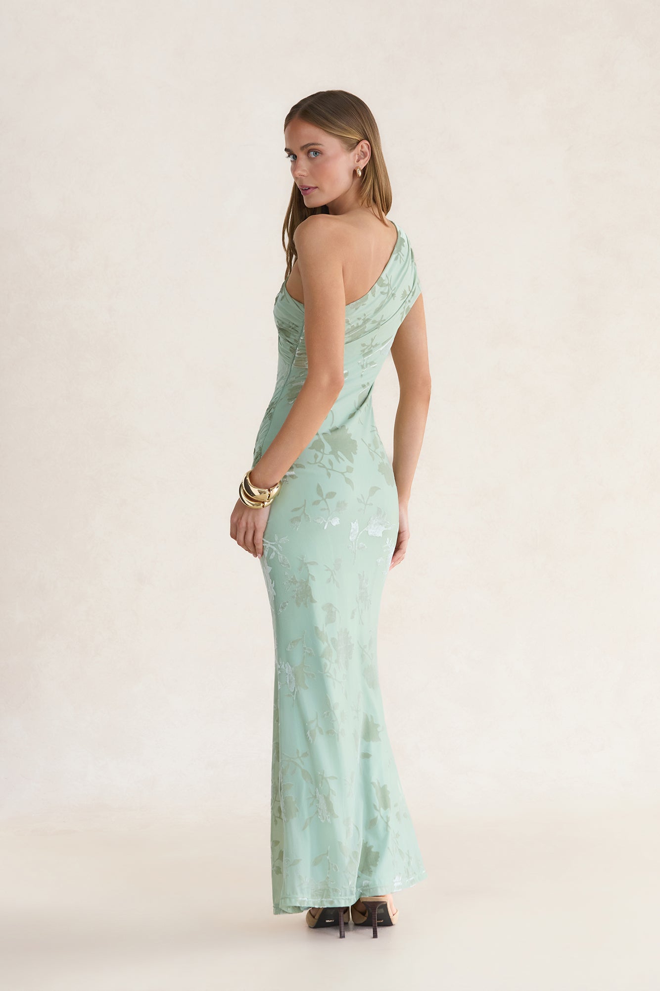 Cosmic Daydreams One Shoulder Maxi Dress Sage